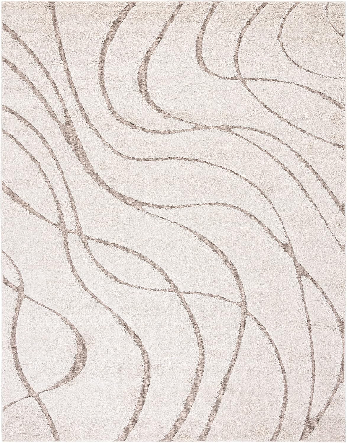 SAFAVIEH Florida Shag Collection Area Rug - 9'6" x 13', Cream & Beige, Non-Shedding & Easy Care, 1.2-inch Thick Ideal for High Traffic Areas in Living Room, Bedroom (SG471-1113)