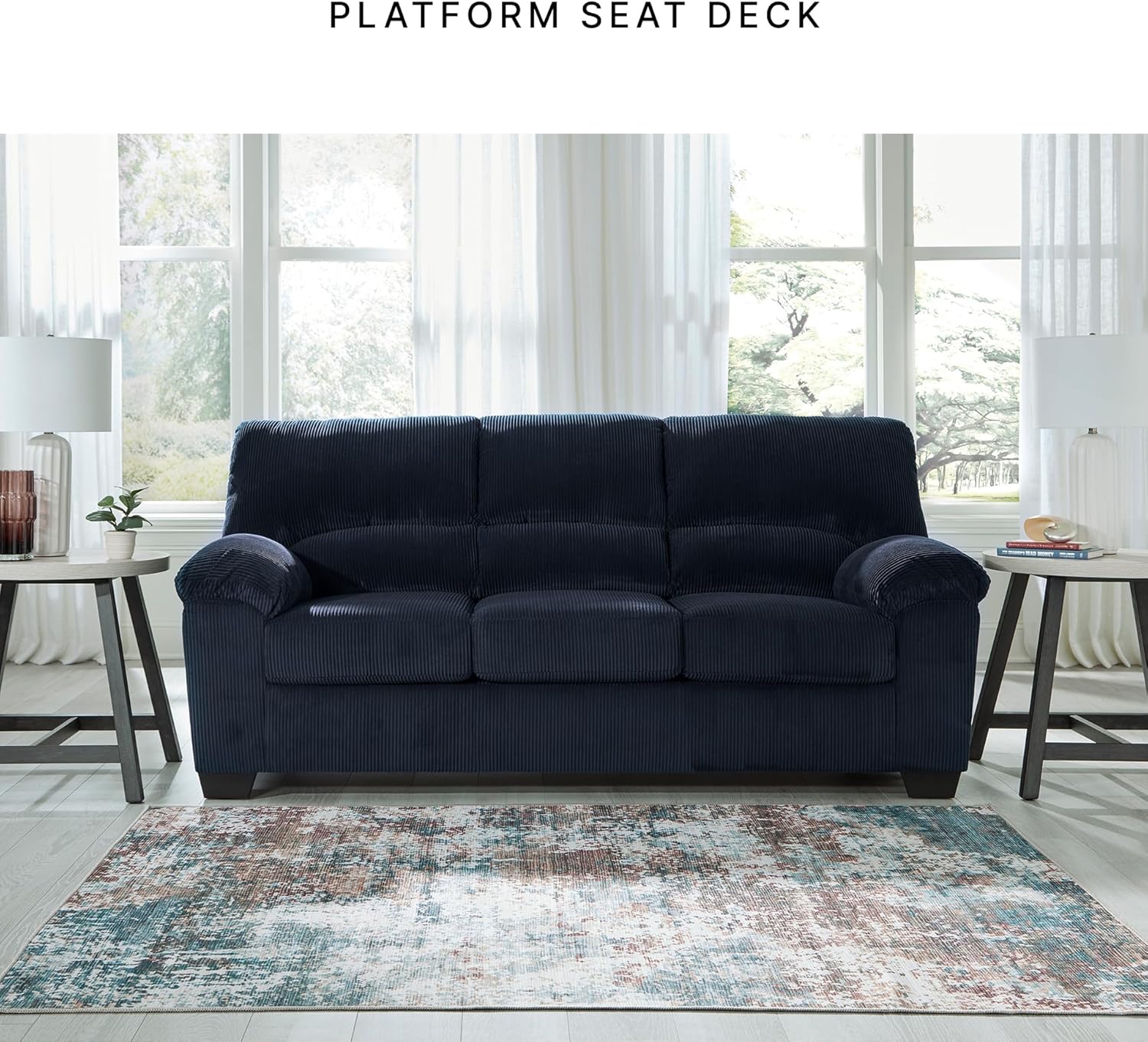 Signature Design by Ashley SimpleJoy Contemporary Sofa for Living Room, Blue