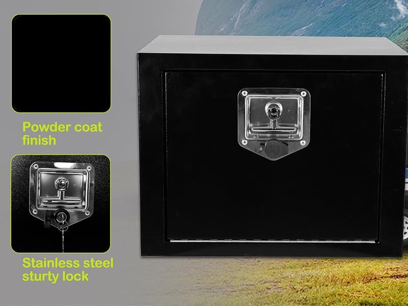 18"x 12"x 14" Steel Underbody Truck Tool Box with T-Handle Lock Latch, 18 Inch Heavy Duty Steel Under Body Toolbox for Pick Up Truck RV, Under Mount Tool Box