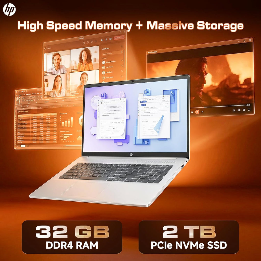 HP 2026 17 inch Touchscreen Laptop, Windows 11 Pro, Copilot AI, AMD Ryzen 5 7430U, 17.3" HD+ Anti-Glare Touch Screen, 32 GB RAM, 2 TB SSD, Fast Charge, HD Camera, Wi-Fi 6, Bluetooth 5.4, Accessories