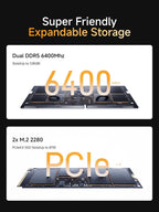 MINISFORUM M1 Pro AI Mini PC Intel Core Ultra 9 285H (16C/16T  Up to 5.4Ghz)  32GB DDR5 1TB SSD  99 TOPS  2xUSB4/HDMI/DP Quad Display  OCuLink  2.5G LAN  Dual Speaker/DMIC  WiFi 7  BT5.4  Arc 140T GPU
