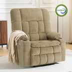 MCombo Oversized Power Lift Recliner Chair for Elderly, Dual Motor Lift Chair with Heat and Massage, Lay Flat Lift Chair for Big and Tall, Cup Holders, Fabric R7891 (Oversize, Beige)