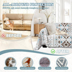 1OO% Waterproof Sectional Couch Covers for Dogs L Shaped Corner Sofa Cover Washable Chenille Sofa Slipcovers Blanket Modern Jacquard Pet Furniture Protector (91"x252", Boho Blue Brown)