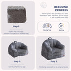 MAXYOYO Folding Sofa Bed, 2 in 1 Convertible Sofa to Lounger Comfy Single Bean Bag Chair for Adults, Floor Sleeper Couch with Handle, Faux Fur Couch Bed for Living Room Bedroom, Grey