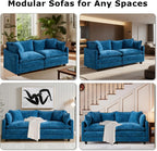 SoarFlash Chenille 77.95" Sectional Sofa, Comfy L Shaped Modular Coush Sofa with Ottoman, Modern 2 Seat Couch Deep Seat Sofa Set for Living Room,Blue