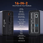 TobenONE MacBook Docking Station Dual 4K@60Hz  16-in-2 USB C Docking Station with 2 HDMI Ports  7 USB Ports  100W GaN Power Supply & 20W Charging  2.5Gbps Ethernet  for Home & Office