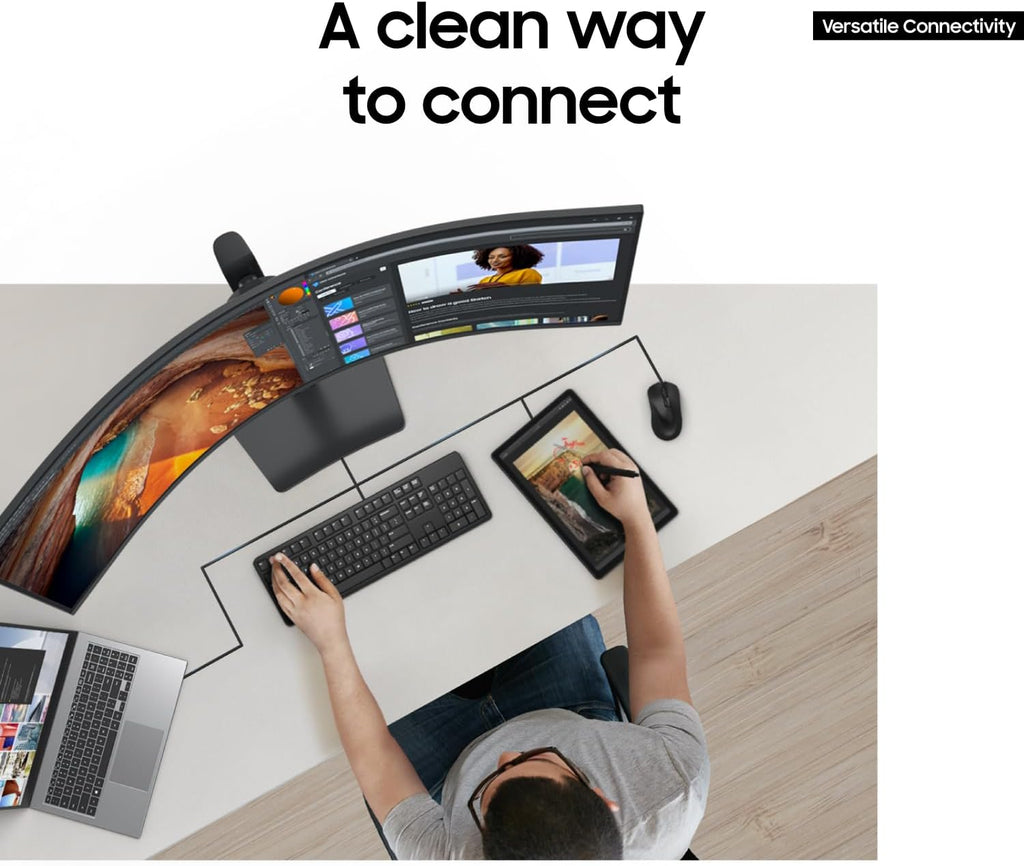 Samsung 49” Business Curved Ultrawide Dual QHD Computer Monitor  USB-C  DisplayPort  HDMI  120Hz  VESA DisplayHDR 400  Built-in Speakers  Height Adjustable Stand  Eye Care  LS49C954UANXZA  2024