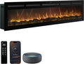 72 Inch WiFi Electric Fireplace Heater with Sound, Wall Mounted, Recessed or Free‑Standing, 750/1500W, 13 Flame & Fuel Bed Colors, Dimmable, Remote & App Control, Alexa & Google Home