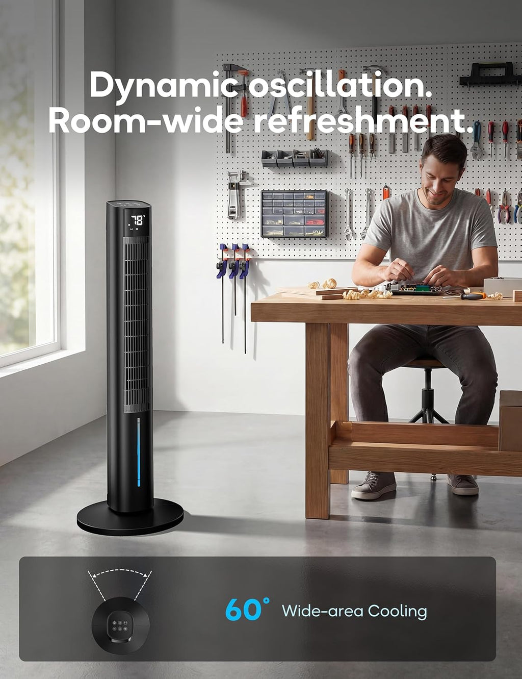 Windowless Portable Air Conditioners, 45" 3-IN-1 Evaporative Cooler for Room No window, 12H Timer & 60° Swing, 1.06Gal Water Tank & 4 Ice Packs, Quiet Portable ac Unit with Remote for Bedroom