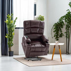 MCombo Large Dual Motor Power Lift Recliner Chair for Elderly, Massage and Heat, Lay Flat, Zero Gravity, Home Button, USB Port, Faux Leather 7680 (Dark Brown, Large)
