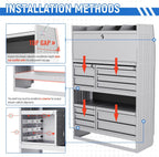 AA Products 2 Drawer Cabinet Set with Password Lock Designed for 16" D AA Van Shelving, Set of 2 Steel Storage Cabinet for Van, Utility Garage, 15.75’’W x 12.5’’H x 15.6”D