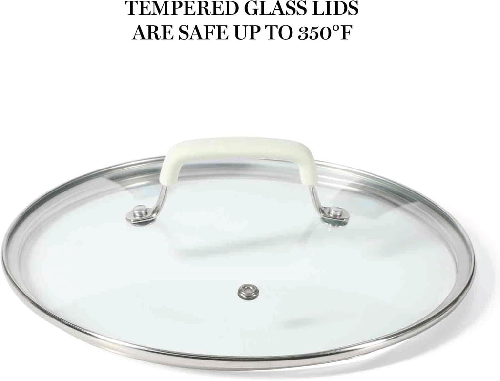 Martha Stewart Heathland Premium Nonstick PFA Free Ceramic Interior 10-Piece Tapered Aluminum Cookware Set - Linen White