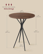 VASAGLE Bar Table, Round Cocktail High Top Pub Bistro Table for Events Party, Kitchen Dining, Home Bar, 23.6 x 23.6 x 41.3 Inches, Metal Frame, Modern Style, Easy to Assemble, Natural Walnut and Black