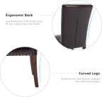 COLAMY Upholstered Parsons Dining Chairs Set of 4, PU Leather Dining Room Kitchen Side Chair with Nailhead Trim and Wood Legs - Dark Brown