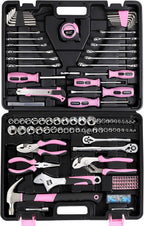 FASTPRO 225-Piece Pink Tool Set, SAE & Metric Mechanics Hand Tool Set with Toolbox, Home/Auto Repairing Tool Kit for DIY, Home Maintenance and Car Repairing