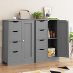 Walsunny Bathroom Floor Storage Cabinet, Wooden Storage Organizer with 4 Drawers and 1 Cupboard, Freestanding Entryway Storage Unit Console Table(Gray)