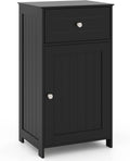 Giantex Floor Bathroom Storage Cabinet - Freestanding Cabinet with Drawer, Door, Adjustable Shelf, Anti-Tipping Device, Storage Organizer for Sofa Side, Bathroom, Living Room, Bedroom, White (Black)