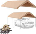 10x20FT Canopy Replacement Cover, Carport Replacement Canopy for 10' x 20' Frame, 800D Oxford Waterproof & UV Protected Tarp with Ball Bungees (Frame is not Included) (Beige)