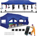 COBIZI 10x30 Pop up Canopy Tent 10x30 Canopy with Sidewalls  Heavy Duty Party Tent Tents for Parties  Foldable UPF 50+ Waterproof Commercial Easy up Canopy with Roller Bag  Navy Blue(Windproof)