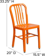 Flash Furniture Commercial Grade Orange Metal Indoor-Outdoor Chair