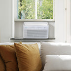 Keystone Energy Star 8,000 BTU Window Mounted Inverter Air Conditioner with Supplemental Heat, Quiet High Efficiency Window AC Unit with Remote for Apartment, Medium Rooms up to 350-Sq. Ft.