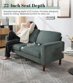 Kingfun 65" Corduroy Loveseat Sofa, Upholstered Sofa with Spring, Modern Sleek Couch for Living Room & Bedroom for Small Spaces, Green