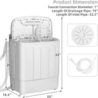 Giantex Portable Washing Machine, 13lbs Mini Twin Tub, 8Lbs Washer & 5Lbs Spinner, Compact Laundry Washer Combo, Built-in Pump Drain, Apartments RVs and Dorms (White & Gray)