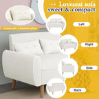 JAMFLY 47'' Small Loveseat Sofa, 2 Seat Compact Couch with Tapered Legs, White Upholstered Furniture, Solid Wood Frame, Comfy Foam Cushion, Easy Assembly for Small Spaces