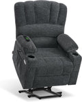 MCombo Power Lift Recliner Chair for Elderly, Lift Chair with Heat and Massage, USB &Type C Ports, Cup Holders, Fabric 7095 (Medium, Dark Grey)