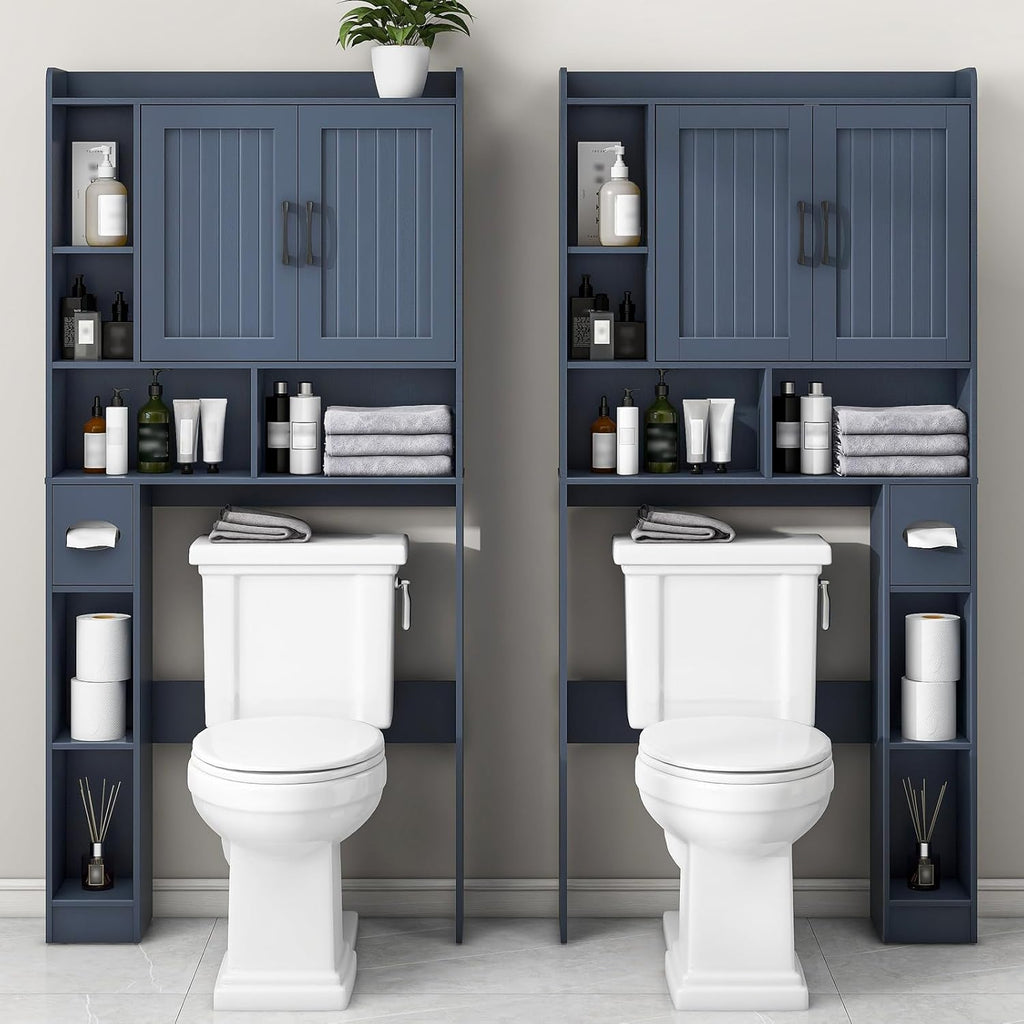 Vabches Over The Toilet Storage Cabinet, Farmhouse Storage Cabinet Over Toilet with Barn Door，Home Space-Saving Toilet Rack, for Bathroom, Restroom, Laundry