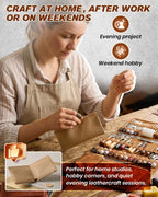 SAKERNEO Leather Working Tools kit Max Version with Custom Handbag Cutting Mats Engraving Punching Sewing Stamping Sanding Tools for Handicraft Work,Repair