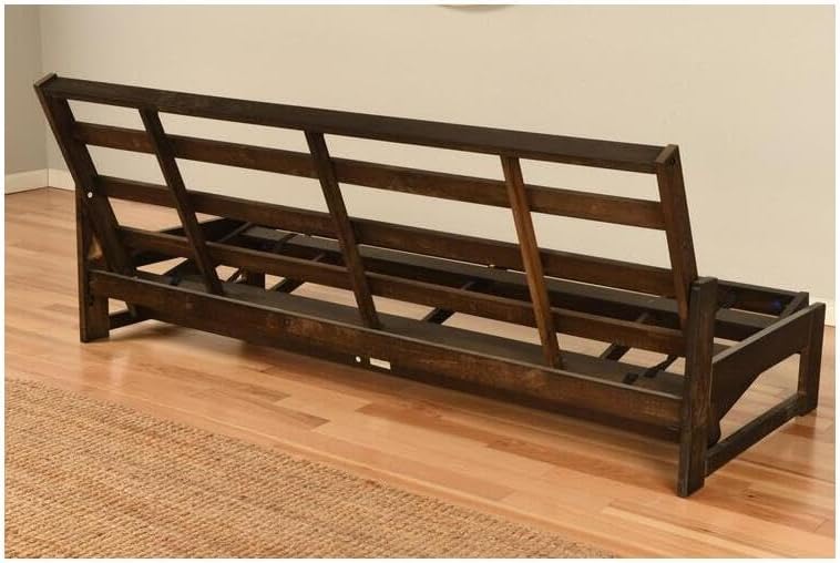 Full Size Futon Frame Set - Convertible Sofa Bed for Living Spaces Twill Black