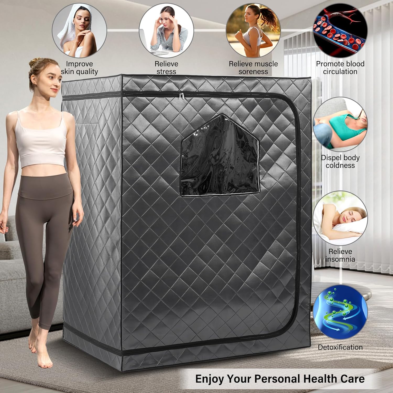 Full Body Portable Personal Infrared Saunas for Home  2 Person Sauna Tent  at Home Sauna  Portable Infrared Sauna Two-Person Sauna Tent with 2 Foldable Chairs  Remote Control