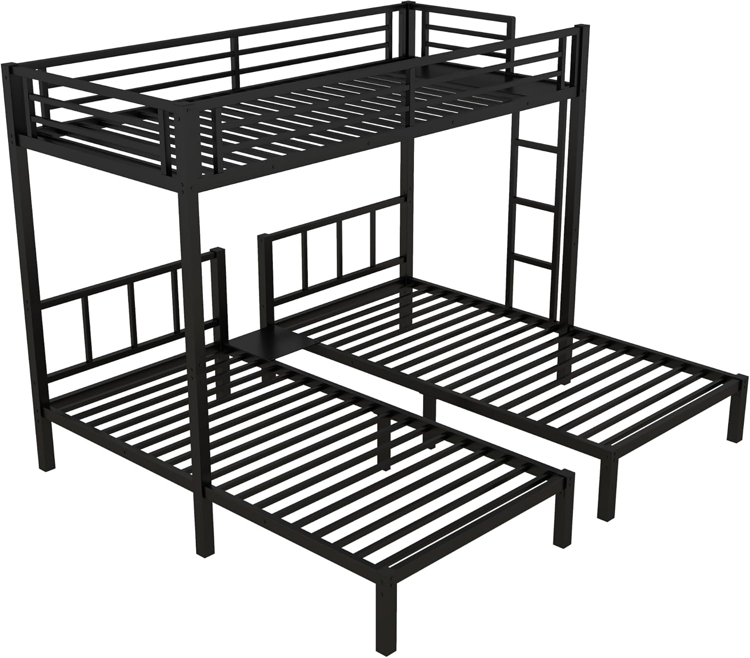 Twin Over Twin Over Twin Triple Bunk Bed for Kids,3 Bed Bunk Beds for 3,Metal Triple Bunk Beds with Built-in Desk,Separates Into 3 Twin Beds,Noise Reduced Structure,Black