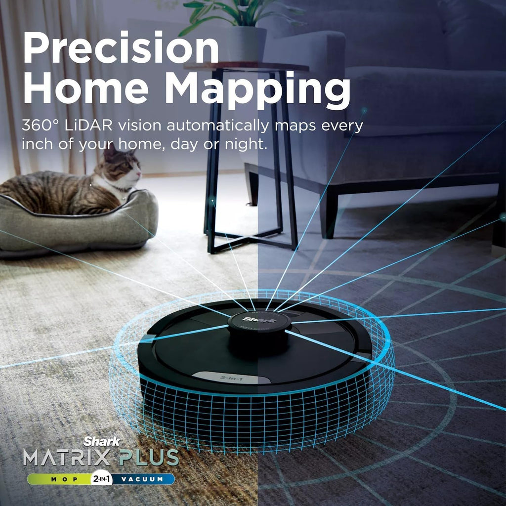 Shark Matrix Plus 2-in-1 Robot Vacuum & Sonic Mop, Home Mapping, HEPA Bagless Self Empty Base with 30-Day Capacity, CleanEdge, for Pet Hair, WiFi, UR2650WS (Renewed)
