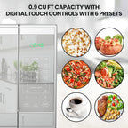 Total Chef 0.9 Cu Ft Microwave Oven – Compact Countertop Kitchen Appliance, Small Stainless Steel Microwave with Digital Touch, Pre-Set Functions, 10.6” Turntable, 900 Watt