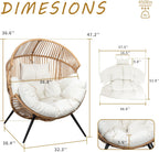 Shintenchi Wicker Egg Chair Outdoor Rattan Patio Chair with Cushion Oversized Patio Lounge Chairs with Cushion Egg Basket Chair  Egg Seat for Indoor Living Room Bedroom Outside Patio Backyard Balcony