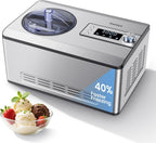 Ice Cream Maker with Upgraded Compressor, 40% Faster Freezing, No Pre-Freezing Needed, LED Display, 2.1 Qt Capacity, Easy Operation for Ice Cream & Yogurt, Stainless Steel