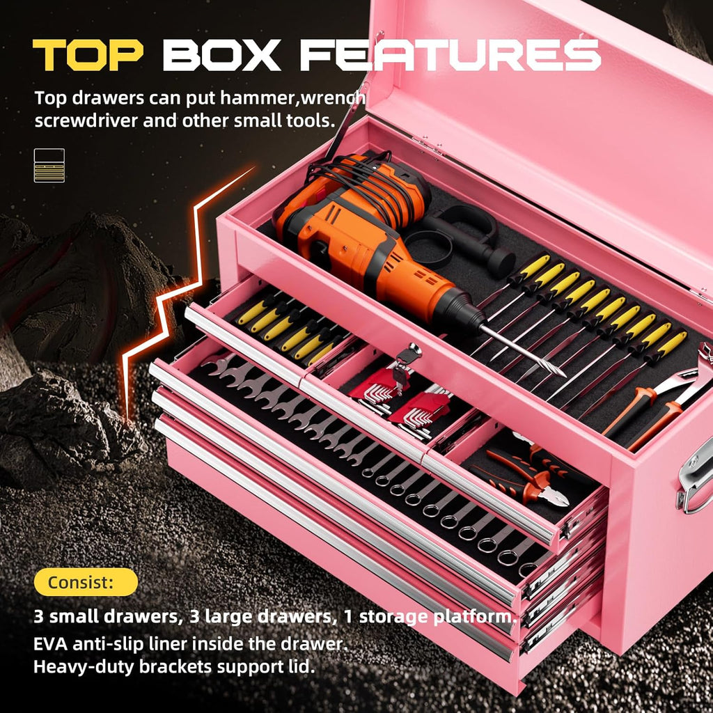 8-Drawer Heavy-Duty Tool Chest with Lock, Mobile Tool Cabinet Cart on Wheels, High-Capacity Mechanic Tool Storage Organizer for Garage Workshop