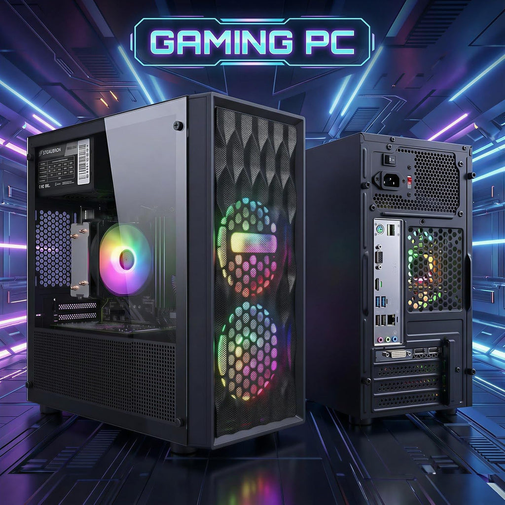 STGAubron Gaming PC Computer Desktop  AMD Ryzen 5 5500 up to 4.2GHz  GeForce RTX 3050 6G  16G DDR4  512G SSD  WiFi 6 5G & BT 5.2  RGB Fan x2  Windows 11 Home