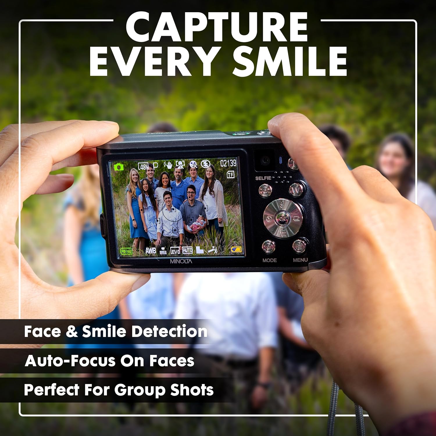 Minolta 48MP Digital Camera with Rear Selfie Lens – 4K Ultra HD Video  2.8" LCD Screen  16X Digital Zoom  Autofocus  Slow Motion  Time Lapse  Filters  Scene Modes  32GB Card Included (Blue)