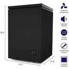 Chest Freezer 3.5 Cu Ft with 2 Removable Baskets Reach In Freezer Chest Quiet Compact Freezer 7 Temperature Settings Black