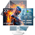 CRUA 27” Gaming Monitor  IPS UHD 3840x2160 4K 160Hz / FHD 320Hz Dual Mode White Computer Monitor  Rotating/Pivot & Height-Adjustable  AMD FreeSync  Built-in Speakers  PIP/PBP  HDMI 2.1 & DP 1.4