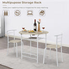 VINGLI 31.5" Drop Leaf Dining Table Set for 2, 3 Pieces Dining Table with Chair for Small Space, Small Kitchen Extendable Folding Dining Table for Dining Room，Home, Apartment, Saving Places, White Oak