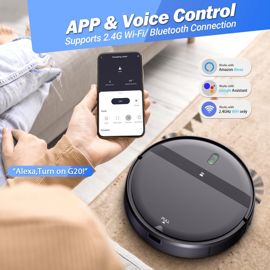 Kilgone Ultra-Slim 2.8in Robot Vacuum & Mop, Quiet 65dB, No-Tangle, Smart 3D Obstacle Avoidance, 2H Runtime for Pet Hair, Hard Floor & Low-Pile Carpet, App/Alexa
