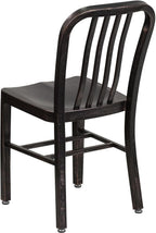 Flash Furniture Commercial Grade Black-Antique Gold Metal Indoor-Outdoor Chair