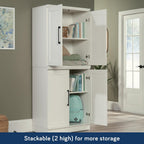 HomePlus Small Kitchen Pantry Storage Cabinet with Adjustable Shelves, Living Room Storage Cabinet, Soft White Finish