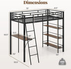 Giantex Twin Size Loft Bed with Desk & Shelves, Metal Bed Frame with Inclined Ladder & Full-Length Guardrails, High Loft Bed for Kids, Teens, Home, Dorm, Apartment, No Box Spring Needed