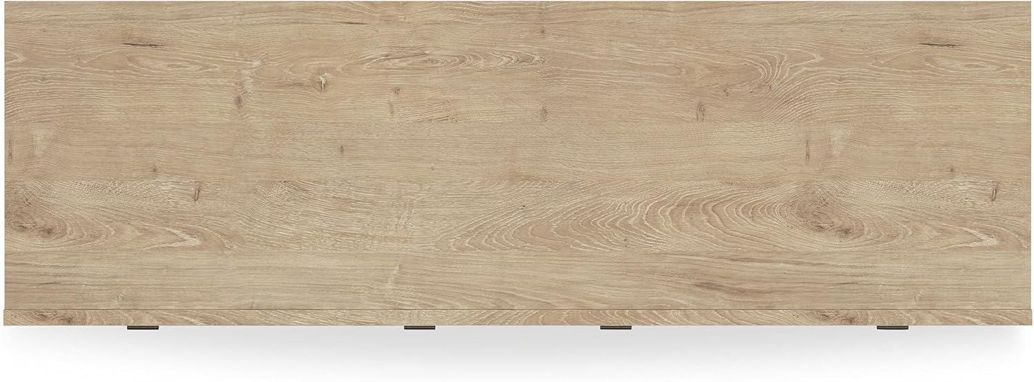 Signature Design by Ashley Cielden Coastal 6-Drawer Dresser, Bronze-Tone Knobs, Safety Stop, Textured Cane Details, 62.01" W x 19.65" D x 35.67" H, Light Brown