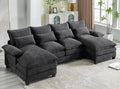 110.2" Modular U Shaped Cloud Couch, Modern 4-Seat Chenille Upholstery Sectional Sofa with Double Chaise & Double Layer Cushions, Deep Seat Comfy Couch for Living Room, Bedroom, Apartment,Grey
